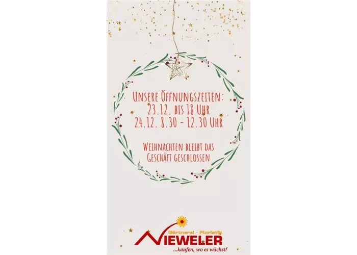 Öffnungszeiten Weihnachten 2025